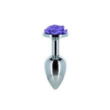 Load image into Gallery viewer, Lux Active Purple Rose 3.5in Metal Butt Plug Small
