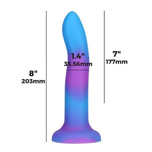 Rave Addiction 8in Glow In The Dark Dildo Blue/purple