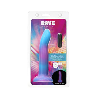 Rave Addiction 8in Glow In The Dark Dildo Blue/purple