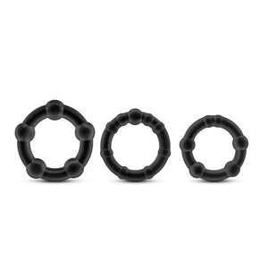 Stay Hard Beaded Cockrings 3pc Black