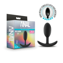 Load image into Gallery viewer, Anal Adventures Platinum Silicone Vibra Slim Plug Medium Black
