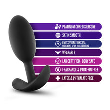 Load image into Gallery viewer, Anal Adventures Platinum Silicone Vibra Slim Plug Medium Black
