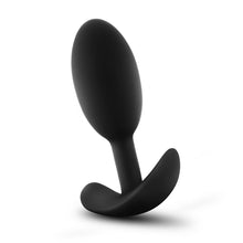 Load image into Gallery viewer, Anal Adventures Platinum Silicone Vibra Slim Plug Medium Black
