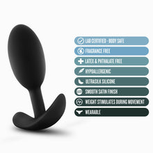 Load image into Gallery viewer, Anal Adventures Platinum Silicone Vibra Slim Plug Medium Black
