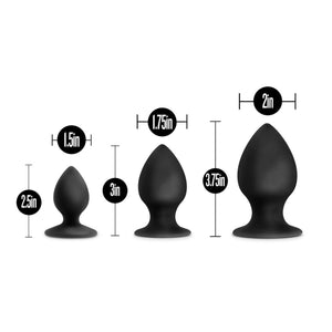 Anal Adventures Platinum Silicone Anal Stout Plug Kit Black