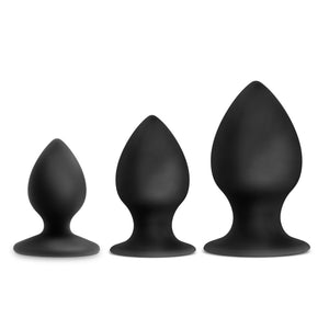 Anal Adventures Platinum Silicone Anal Stout Plug Kit Black