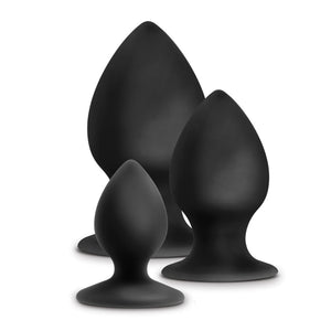 Anal Adventures Platinum Silicone Anal Stout Plug Kit Black