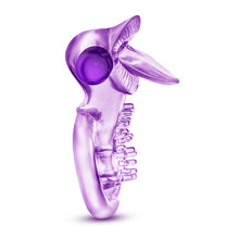 Load image into Gallery viewer, Play With Me Lick It Vibrating Double Strap Cock Ring Purple
