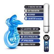 Load image into Gallery viewer, Stay Hard 10 Function Vibrating Tongue Ring Blue
