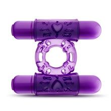 Load image into Gallery viewer, Play With Me Double Play Dual Vibrating Cockring Purple
