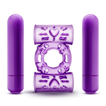 Load image into Gallery viewer, Play With Me Double Play Dual Vibrating Cockring Purple
