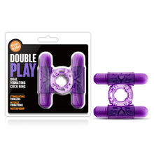 Load image into Gallery viewer, Play With Me Double Play Dual Vibrating Cockring Purple
