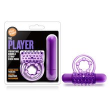 Load image into Gallery viewer, Play With Me The Player Vibrating Double Strap Cockring Purple
