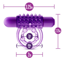 Load image into Gallery viewer, Play With Me The Player Vibrating Double Strap Cockring Purple
