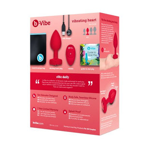 B Vibe Vibrating Heart Shaped Jewel Plug M/l Red