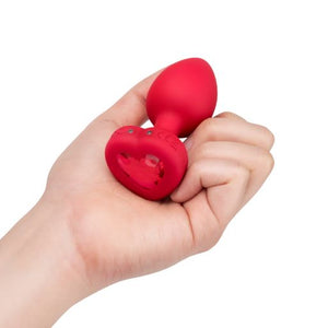 B Vibe Vibrating Heart Shaped Jewel Plug M/l Red