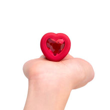 Load image into Gallery viewer, B Vibe Vibrating Heart Shaped Jewel Plug M/l Red
