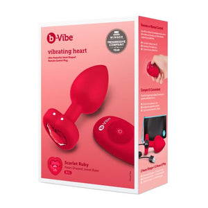 B Vibe Vibrating Heart Shaped Jewel Plug M/l Red