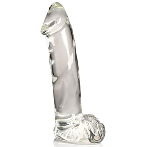 Pleasure Crystals 7.1 In Glass Dildo W/ Balls