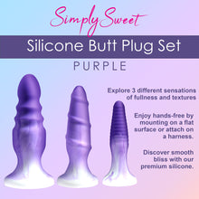 Load image into Gallery viewer, Simply Sweet Silicone Butt Plug Set Purple
