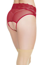 Load image into Gallery viewer, Crotchless Panty W/ Attached Garter Merlot O/s
