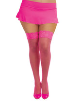 Load image into Gallery viewer, Thigh Highs Fishnet W/ Back Seam Hot Pink Q/s
