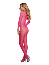 Load image into Gallery viewer, Body Stocking Neon Pink Open Crotch O/s
