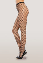 Load image into Gallery viewer, Double-knitted Fence Net Pantyhose Black O/s
