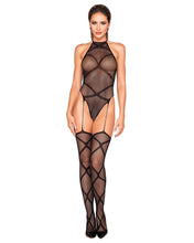 Load image into Gallery viewer, Fishnet Garter Teddy Bodystocking Black O/s
