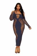 Load image into Gallery viewer, Bodystocking Gown W/ Opaque Front &amp; Back Denim Q/s
