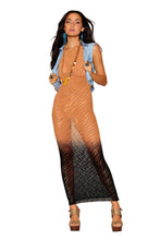 Load image into Gallery viewer, Zebra Knit Bodystocking Gown Black/copper O/s
