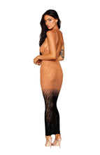 Load image into Gallery viewer, Zebra Knit Bodystocking Gown Black/copper O/s
