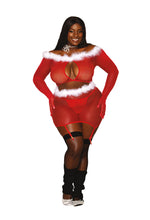 Load image into Gallery viewer, Santa Baby Seamless Fishnet 2pc Garter Set Ruby Q/s
