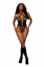 Load image into Gallery viewer, Fishnet &amp; Faux-leather Teddy Black O/s
