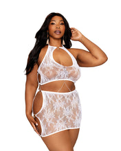 Load image into Gallery viewer, Seamless Lace Bralette &amp; Mini Skirt Set White Q/s
