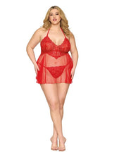 Load image into Gallery viewer, Babydoll &amp; Gstring Poinsettia Q/s
