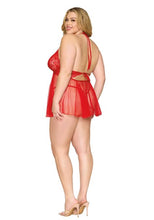 Load image into Gallery viewer, Babydoll &amp; Gstring Poinsettia Q/s
