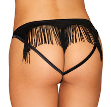 Load image into Gallery viewer, Heart Back Panty W/ Fringe Black X-large
