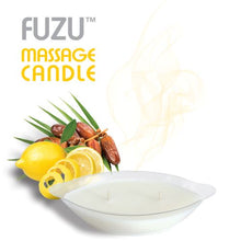 Load image into Gallery viewer, Fuzu Massage Candle Fiji Dates &amp; Lemon Peel 4 Oz
