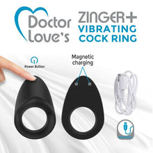 Load image into Gallery viewer, Rechargeable Vibrating Cock Ring Black
