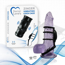 Load image into Gallery viewer, Doctor Love Zinger Vibrating Cock Cage Black
