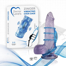 Load image into Gallery viewer, Doctor Love Zinger Vibrating Cock Cage Blue
