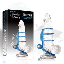 Load image into Gallery viewer, Doctor Love Zinger Dual Vibrating Cock Sleeve Blue
