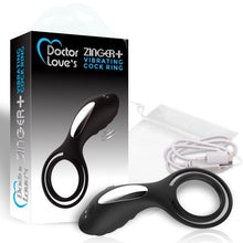 Load image into Gallery viewer, Doctor Love Zinger+ Vibrating Rechargeable Cock Ring Black
