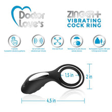 Load image into Gallery viewer, Doctor Love Zinger+ Vibrating Rechargeable Cock Ring Black
