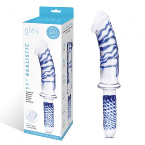 Glas 11in Realistic Double Ended Dildo W/ Handle