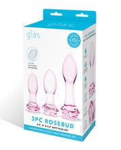 Load image into Gallery viewer, Glas 3pc Rosebud Butt Plug Set
