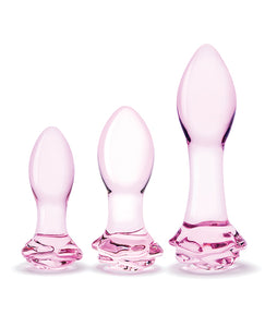 Glas 3pc Rosebud Butt Plug Set