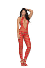 Load image into Gallery viewer, Striped Bodystocking Red O/s
