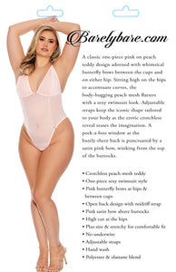 Barely Bare Crotchless Mesh Teddy Peach Q/s